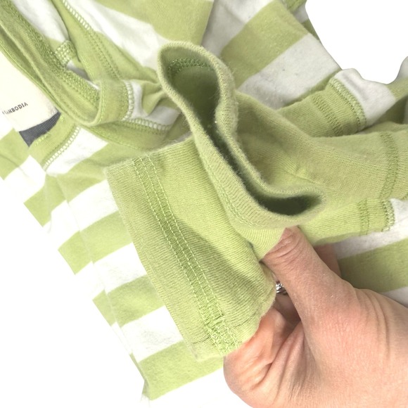 Abercrombie & Fitch Y2K Vtg Striped LS Bella Swan Top Green White Womens Large - Picture 8 of 9